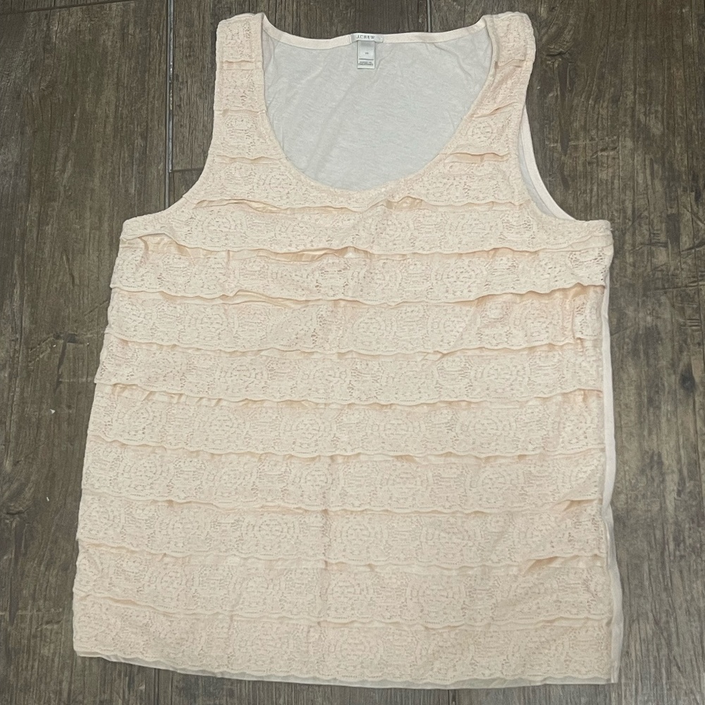 J Crew Size XS Ruffle Lace Tank Top